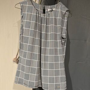 Calvin Klein Black and White Checkered Short Sleeve Top